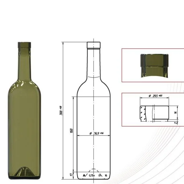 Sticlă Bordeaux 750 ml verde olive