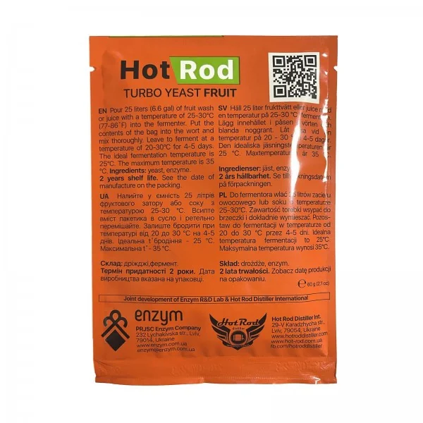 Drojdie Turbo pentru Fructe Hot Rod Fruit 25L (60g) pentru musturi fructate