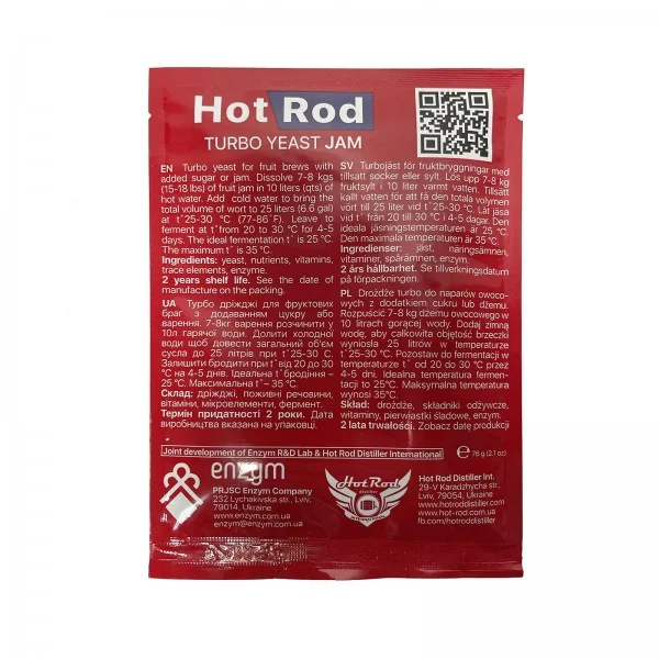 Drojdie turbo pentru alcool Hot Rod Jam pentru 25 l (69 g) pentru musturi din fructe