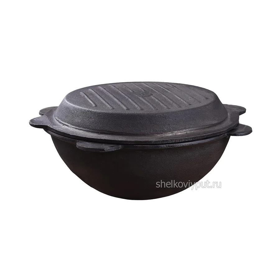 CAZAN DIN FONTĂ 16L UZBEK (FUND ROTUND) CU CAPAC-TIGAIE
